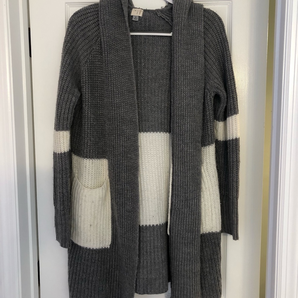 Gray and White Sweater